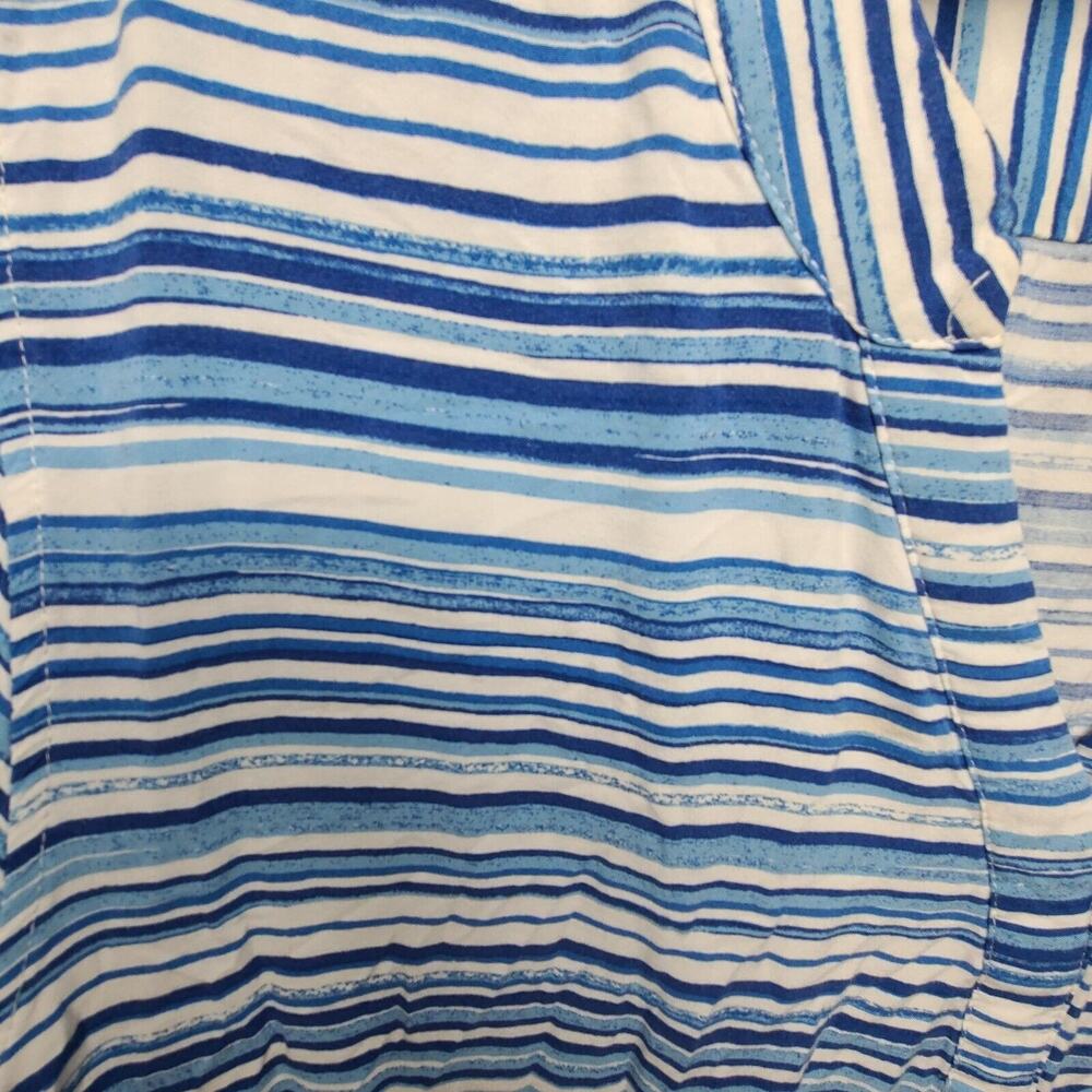 Woman Within Womens Plus‎ 4X 34/36 Blue Striped Top Blouse V-Neck Beach Summer - Picture 7 of 9